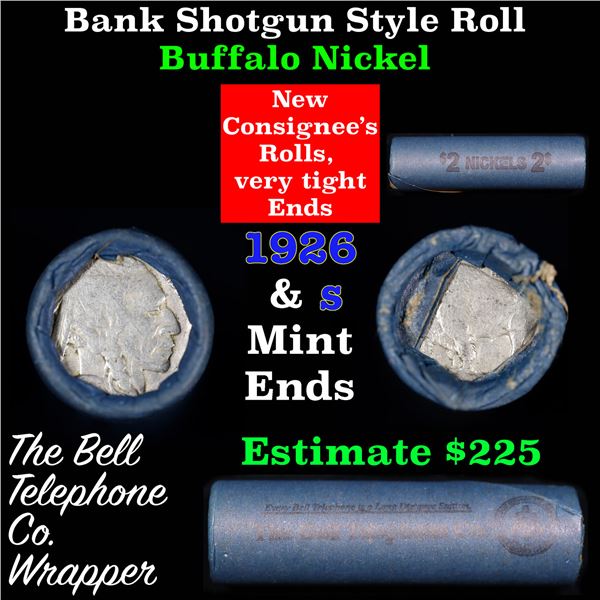 Buffalo Nickel Shotgun Roll in Old Bank Style 'Bell Telephone'  Wrapper 1926 & s Mint Ends