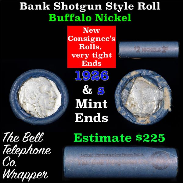 Buffalo Nickel Shotgun Roll in Old Bank Style 'Bell Telephone'  Wrapper 1926 & s Mint Ends