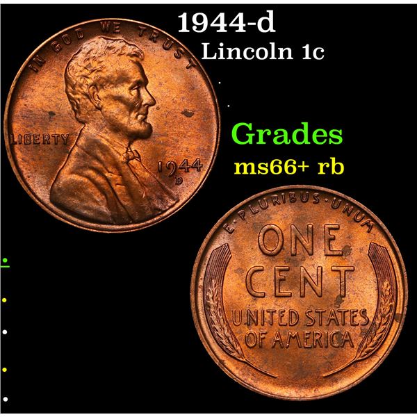 1944-d Lincoln Cent 1c Grades GEM++ RB