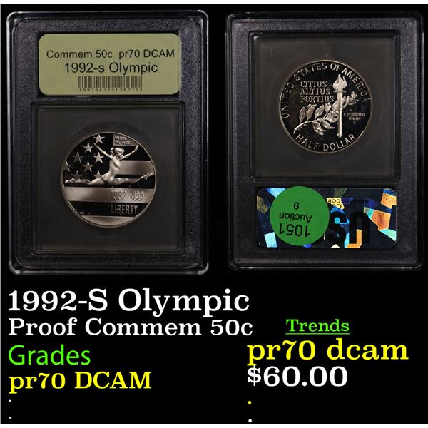Proof 1992-S Olympic Modern Commem Half Dollar 50c Graded GEM++ Proof Deep Cameo By USCG