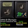 Image 1 : Proof 1992-S Olympic Modern Commem Half Dollar 50c Graded GEM++ Proof Deep Cameo By USCG