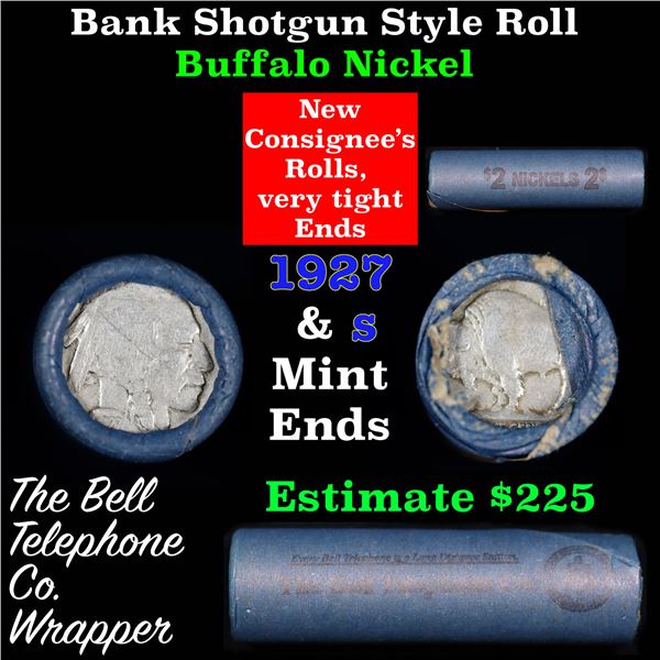Buffalo Nickel Shotgun Roll in Old Bank Style 'Bell Telephone'  Wrapper 1927 & s Mint Ends
