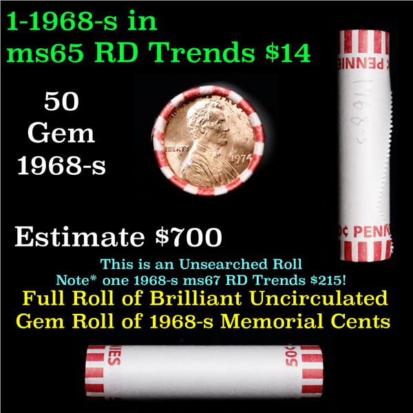 Shotgun Lincoln 1c roll, 1968-s 50 pcs Wrapper