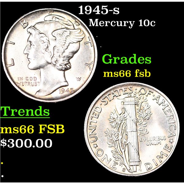 1945-s Mercury Dime 10c Grades GEM+ FSB