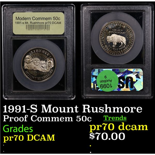 Proof 1991-S Mount Rushmore Modern Commem Half Dollar 50c Graded GEM++ Proof Deep Cameo By USCG