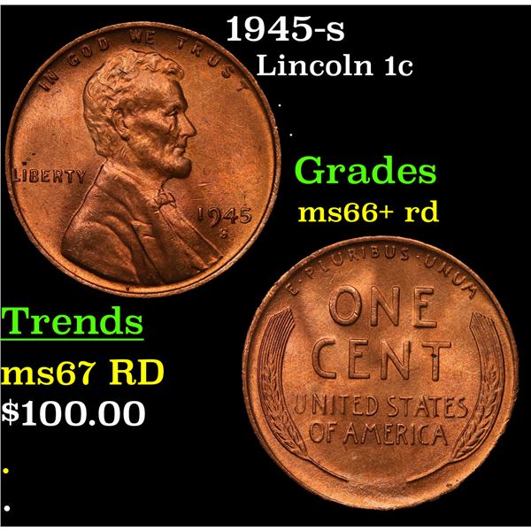 1945-s Lincoln Cent 1c Grades GEM++ RD