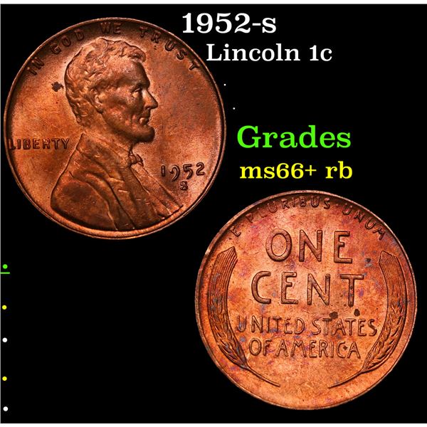 1952-s Lincoln Cent 1c Grades GEM++ RB