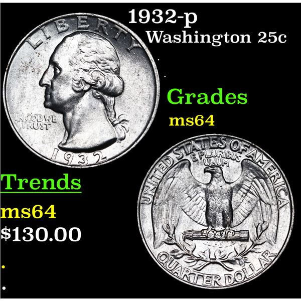 1932-p Washington Quarter 25c Grades Choice Unc