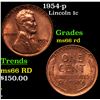 Image 1 : 1954-p Lincoln Cent 1c Grades GEM+ Unc RD