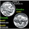 Image 1 : 1936-p Buffalo Nickel 5c Grades GEM++ Unc
