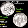 Image 1 : 1943-p Mercury Dime 10c Grades GEM++ Unc