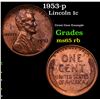 Image 1 : 1953-p Lincoln Cent 1c Grades GEM Unc RB