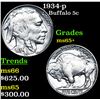 1934-p Buffalo Nickel 5c Grades GEM+ Unc