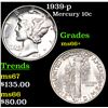 Image 1 : 1939-p Mercury Dime 10c Grades GEM++ Unc
