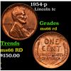 1954-p Lincoln Cent 1c Grades GEM+ Unc RD