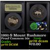 Image 1 : Proof 1991-S Mount Rushmore Modern Commem Half Dollar 50c Graded GEM++ Proof Deep Cameo By USCG