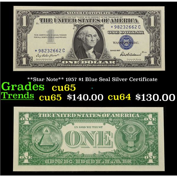 **Star Note** 1957 $1 Blue Seal Silver Certificate Grades Gem CU