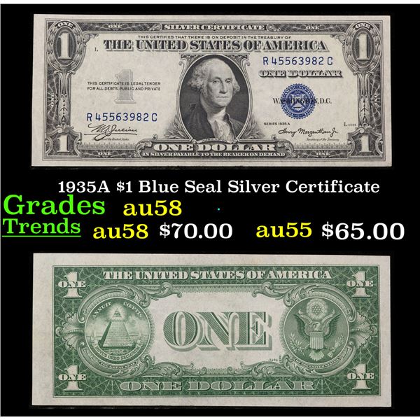 1935A $1 Blue Seal Silver Certificate Grades Choice AU/BU Slider