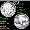 Image 1 : 1919-p Buffalo Nickel 5c Grades Choice+ Unc