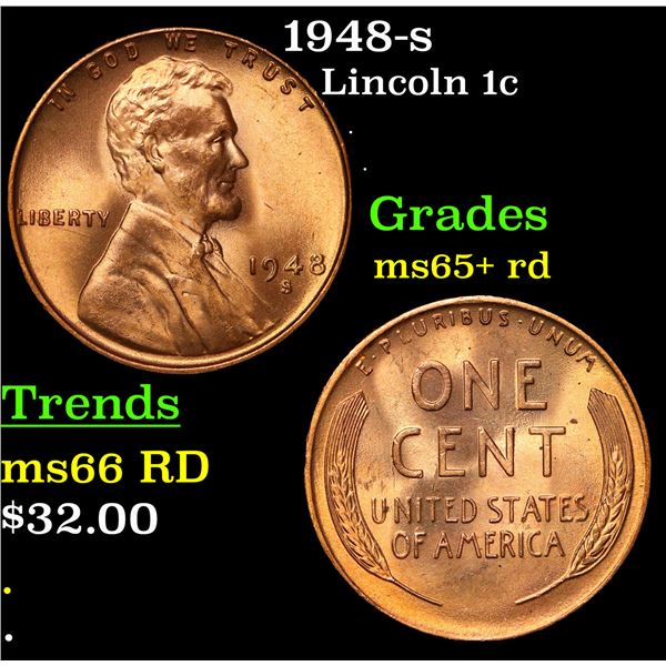 1948-s Lincoln Cent 1c Grades Gem+ Unc RD