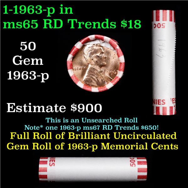 Shotgun Lincoln 1c roll, 1963-p 50 pcs Wrapper