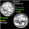 Image 1 : 1938-d Buffalo Nickel 5c Grades GEM Unc
