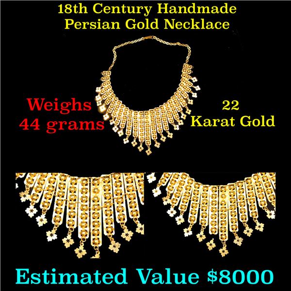 ***Auction Highlight*** Stunning Hand Made 18th Century Persian 22 k gold necklace (fc)