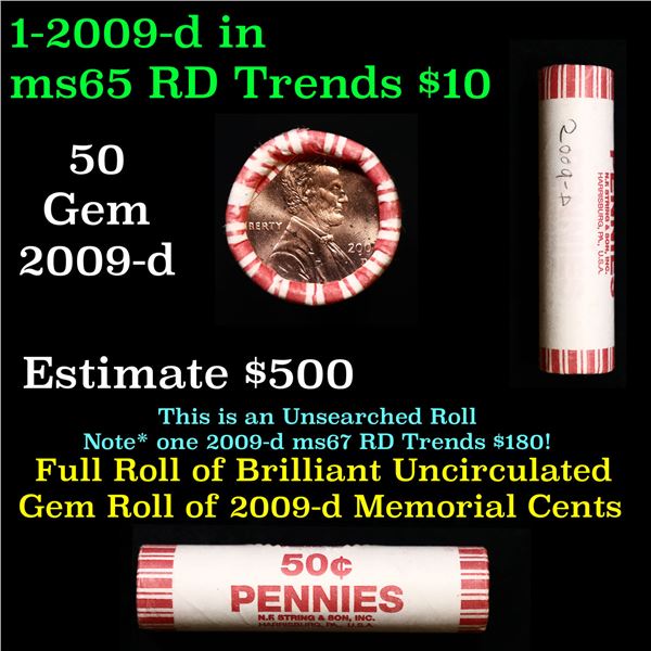 Shotgun Lincoln 1c roll, 2009-d 50 pcs N.F. String & Son Wrapper