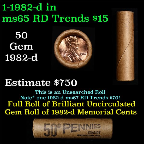 Shotgun Lincoln 1c roll, 1982-p 50 pcs Brandt Wrapper