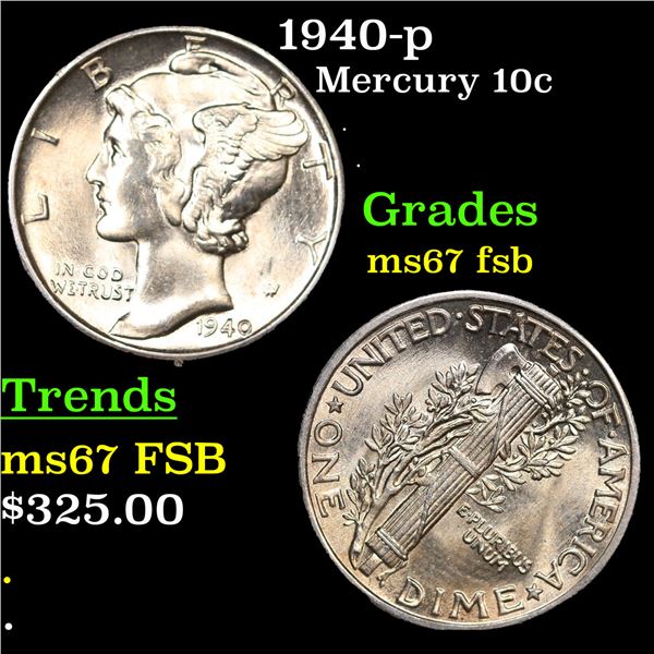 1940-p Mercury Dime 10c Grades GEM++ FSB