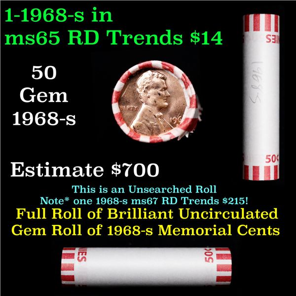 Shotgun Lincoln 1c roll, 1968-s 50 pcs Wrapper