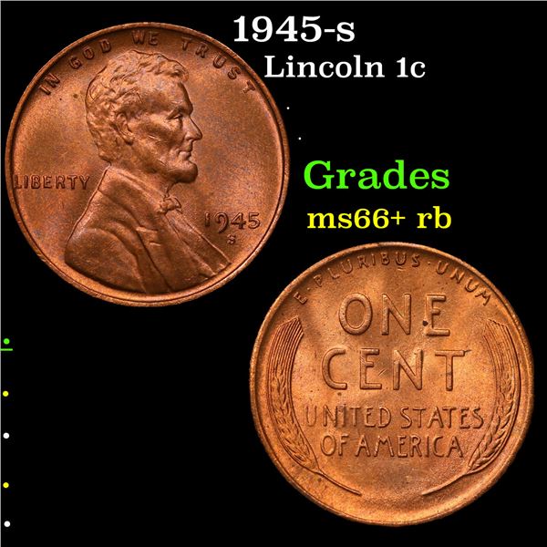 1945-s Lincoln Cent 1c Grades GEM++ RB