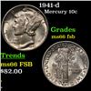 Image 1 : 1941-d Mercury Dime 10c Grades GEM+ FSB