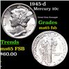Image 1 : 1945-d Mercury Dime 10c Grades GEM FSB