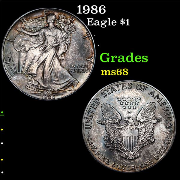 1986 Silver Eagle Dollar $1 Grades GEM+++ Unc