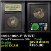Image 1 : Proof 1991-1995-P WWII Modern Commem Half Dollar 50c Graded GEM++ Proof Deep Cameo By USCG