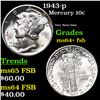 Image 1 : 1943-d Mercury Dime 10c Grades Choice Unc+ FSB