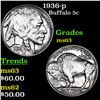 Image 1 : 1936-p Buffalo Nickel 5c Grades Select Unc