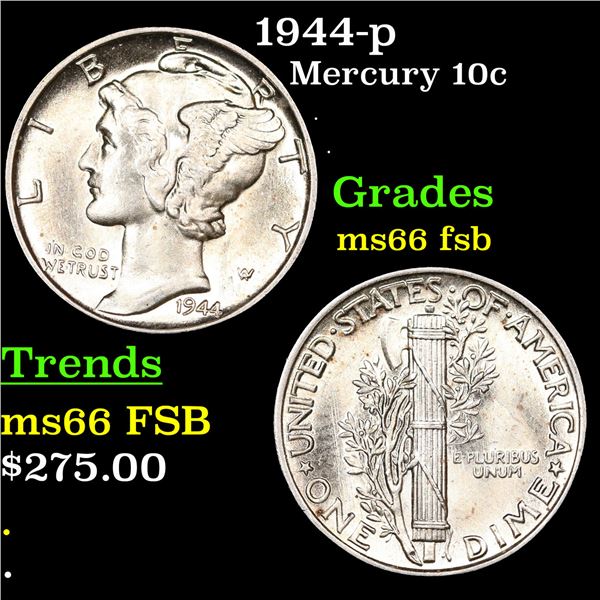 1944-p Mercury Dime 10c Grades GEM+ FSB
