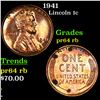 Image 1 : Proof 1941 Lincoln Cent 1c Grades Select+ Proof RB