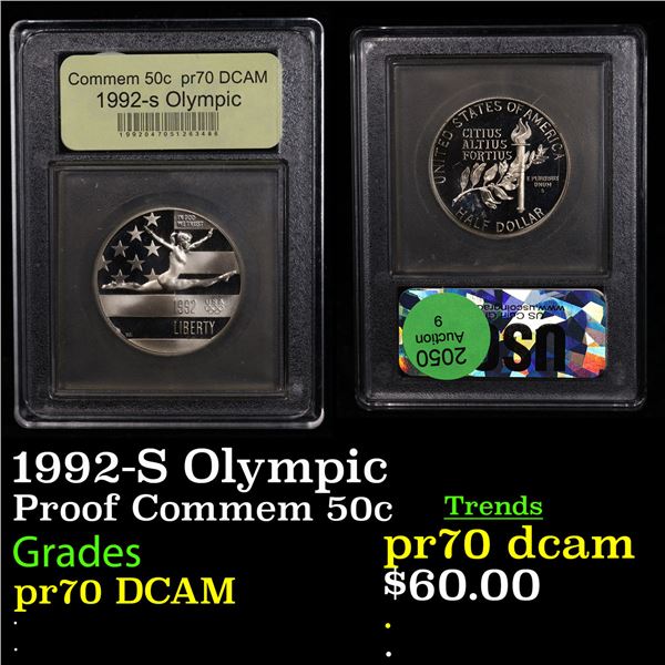 Proof 1992-S Olympic Modern Commem Half Dollar 50c Graded GEM++ Proof Deep Cameo By USCG