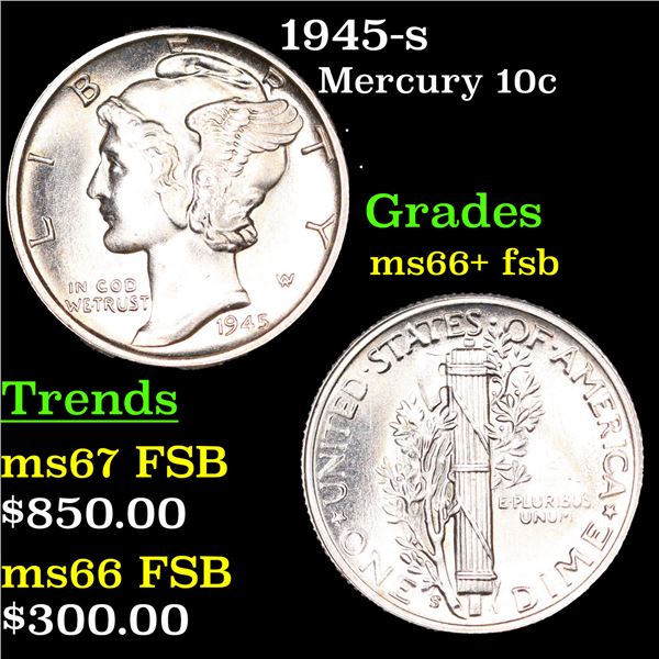 1945-s Mercury Dime 10c Grades GEM++ FSB
