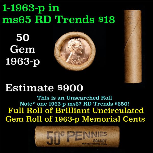 Shotgun Lincoln 1c roll, Brandt Wrapper 1963-p 50 pcs