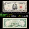 **Star Note** 1963 $5 Red Seal United States Note Fr-1536* Grades vf+