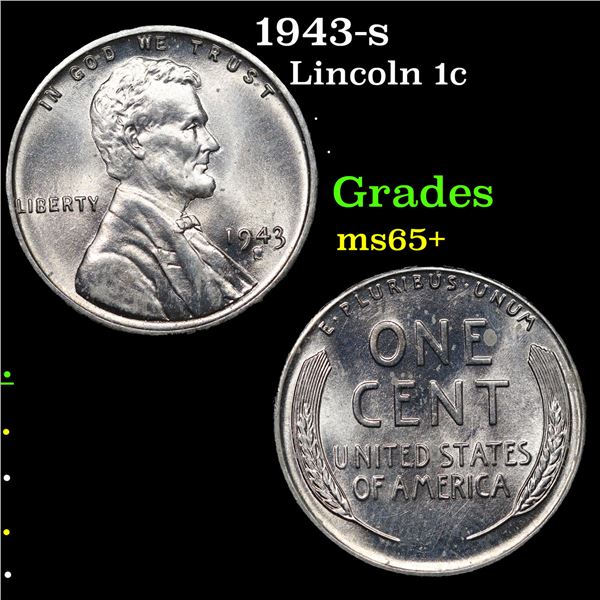 1943-s Lincoln Cent 1c Grades GEM+ Unc