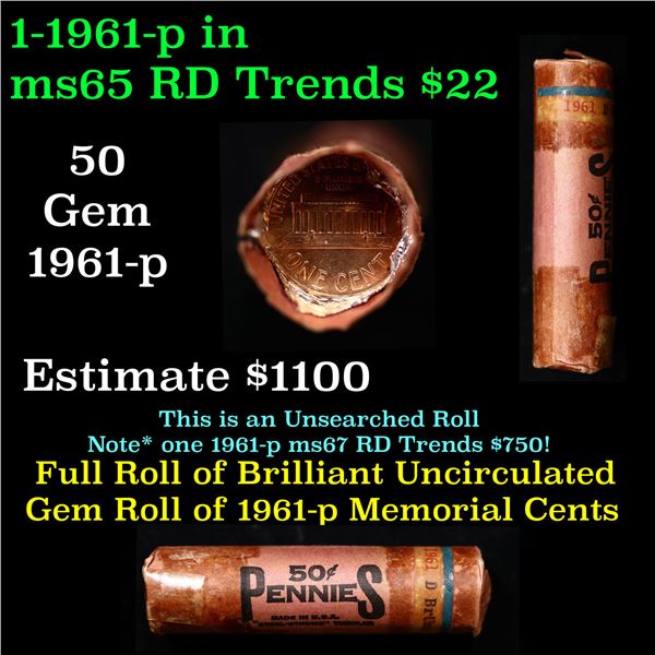 Shotgun Lincoln 1c roll, 1961-d 50 pcs Steel Strong Wrapper