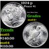 Image 1 : 1924-p Peace Dollar $1 Grades Choice+ Unc