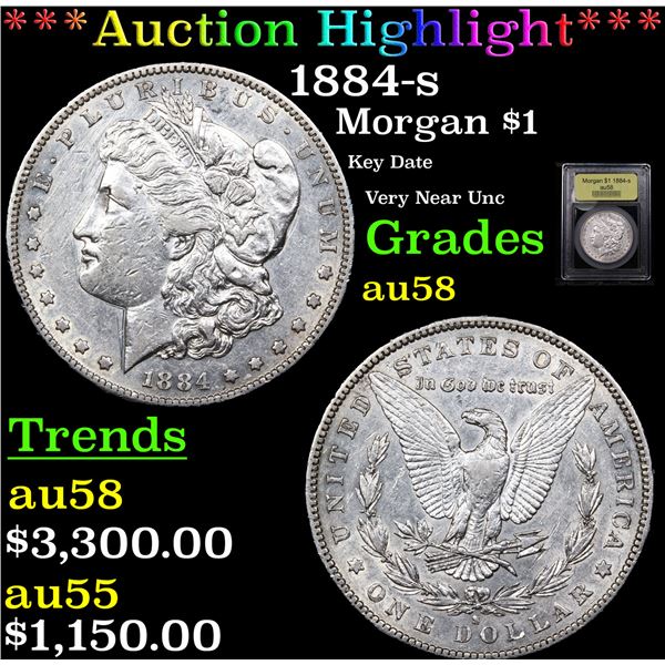***Auction Highlight*** 1884-s Morgan Dollar $1 Graded Choice AU/BU Slider BY USCG (fc)