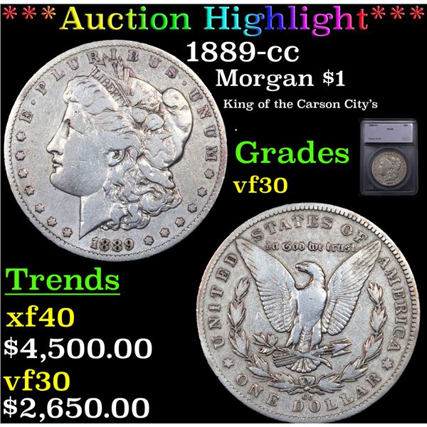 ***Auction Highlight*** 1889-cc Morgan Dollar $1 Graded vf30 By SEGS (fc)