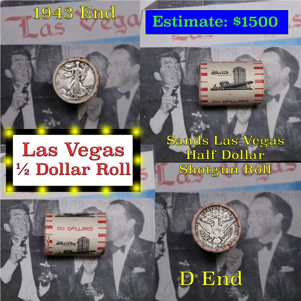 ***Auction Highlight*** Old Casino 50c Roll $10 Halves Las Vegas Casino Sands d Barber & 1943 Walker